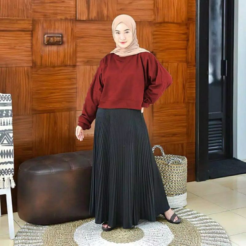 OVERSIZE CROOPE SWEATER / SWEATER WANITA CROP POLOS / OVERSIZE LENKA-MARON