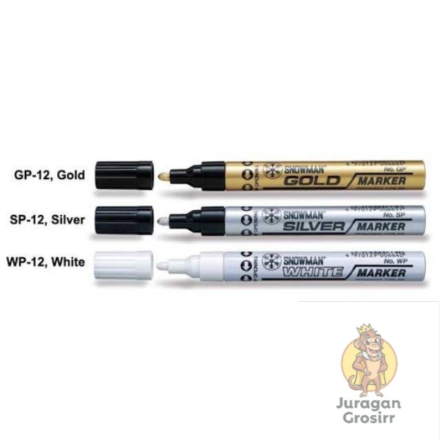 JG - Spidol White Paint Marker Putih / Emas / Silver Permanen asli Snowman MURAH BAGUS