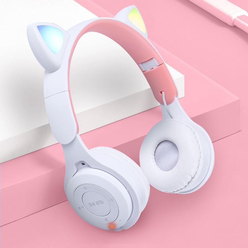 NEW Headphone Wireless Y08 Telinga Kucing Bluetooth 5.0 Headphone Macaron Y-08 Ear Cat