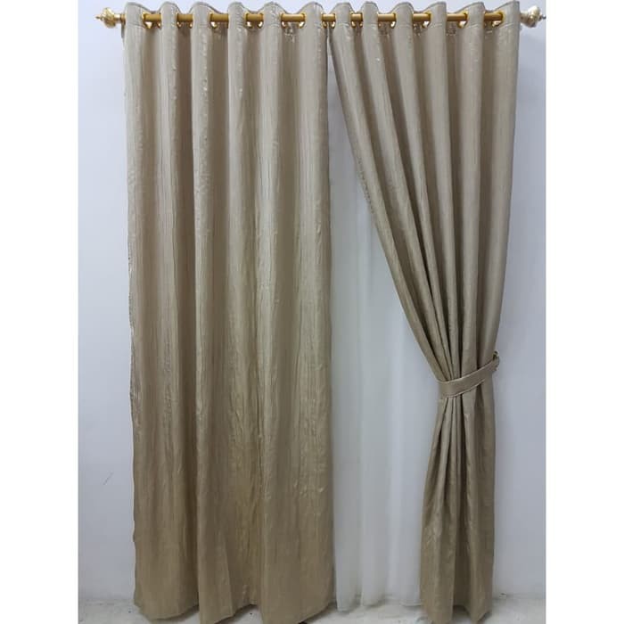 Promo Gorden jendela hordeng minimalis Taffeta Wood Fiber Latte