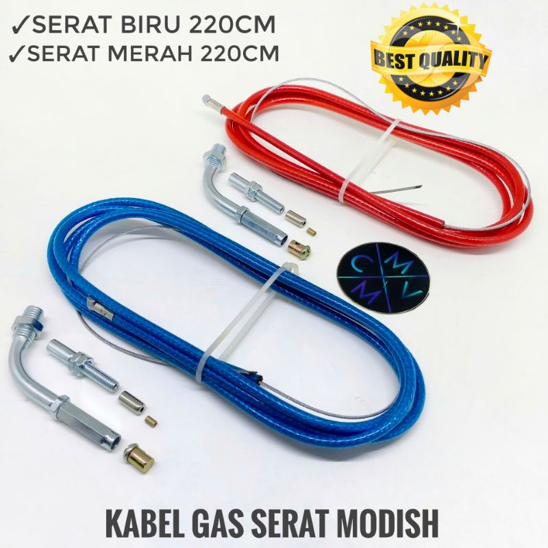 [READY STOCK] KABEL GAS MOTOR DOMINO THAILAND SERAT 220cm L UNIVERSAL / tali selang gas spontan kontan motor serat domino 2 kabel