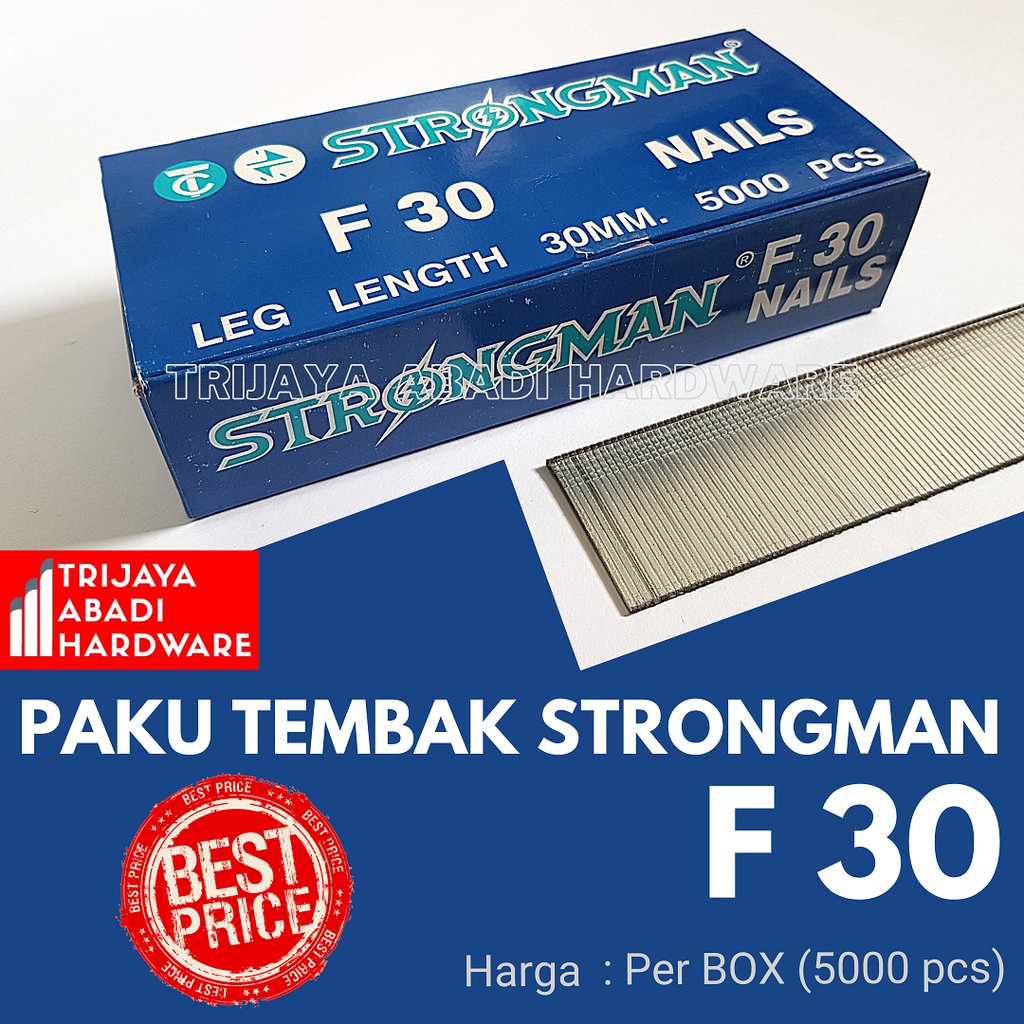 Paku Tembak Strongman F30 - 30 mm (1 Box isi 5000 pcs)