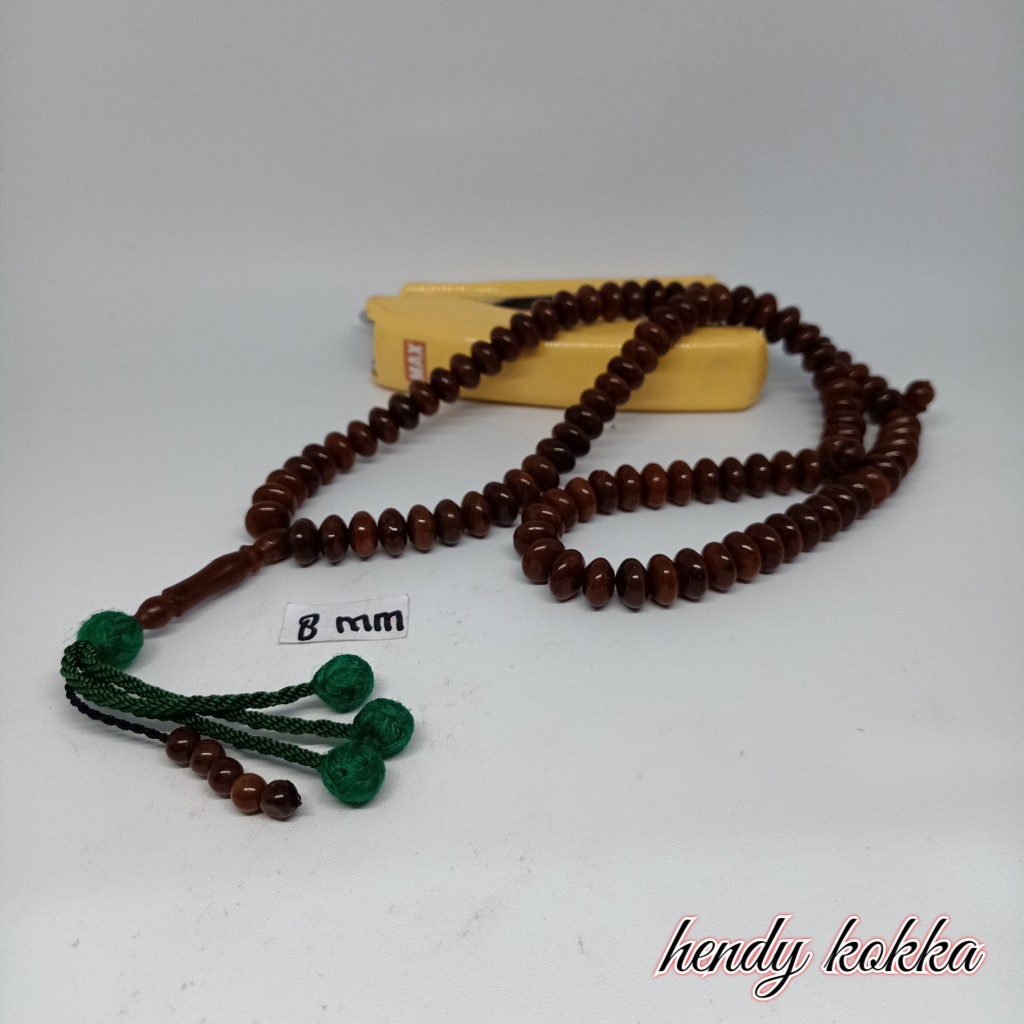 Tasbih kokka kaukah 99 donat rumbai 8,5 mm coklat