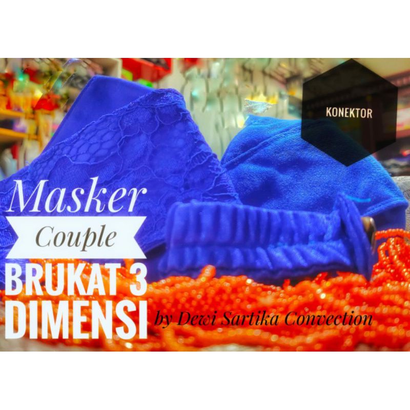 masker 3D Brokat Couple / Masker pernikahan /masker akad/ Masker Brokat