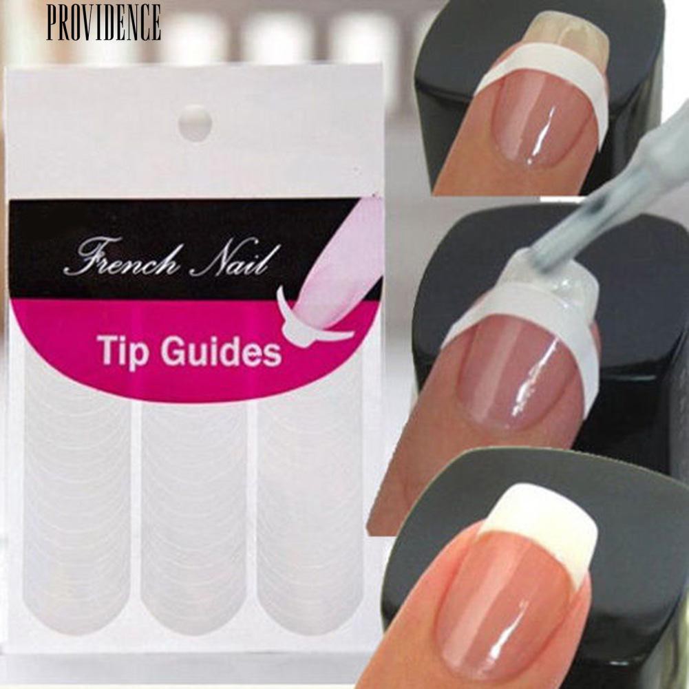 240 Pcs Manicure Nail Art Tips Panduan Formulir Sticker Ujung Pita DIY Alat Stencil