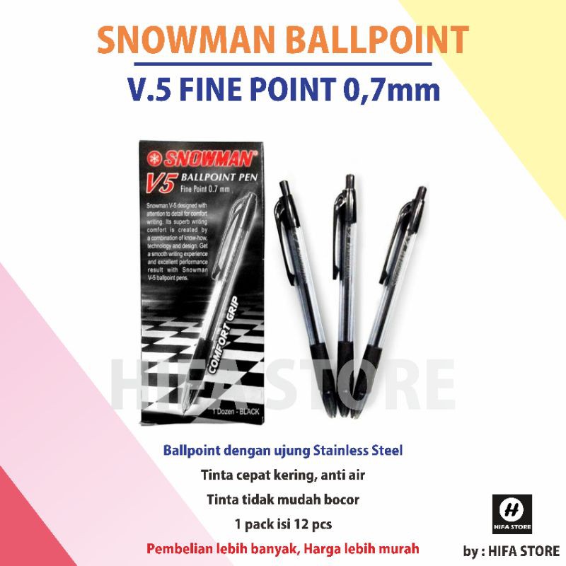 

Snowman V5 0,7 mm Pulpen Hitam