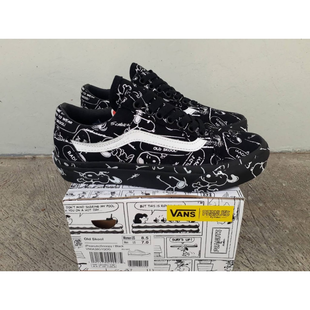 LIMITED EDITION SISTA VANS OLDSKOOL PEANUTS SNOOPY BLACK PREMIUM SNEAKERS LUCU CEWEK TERMURAH