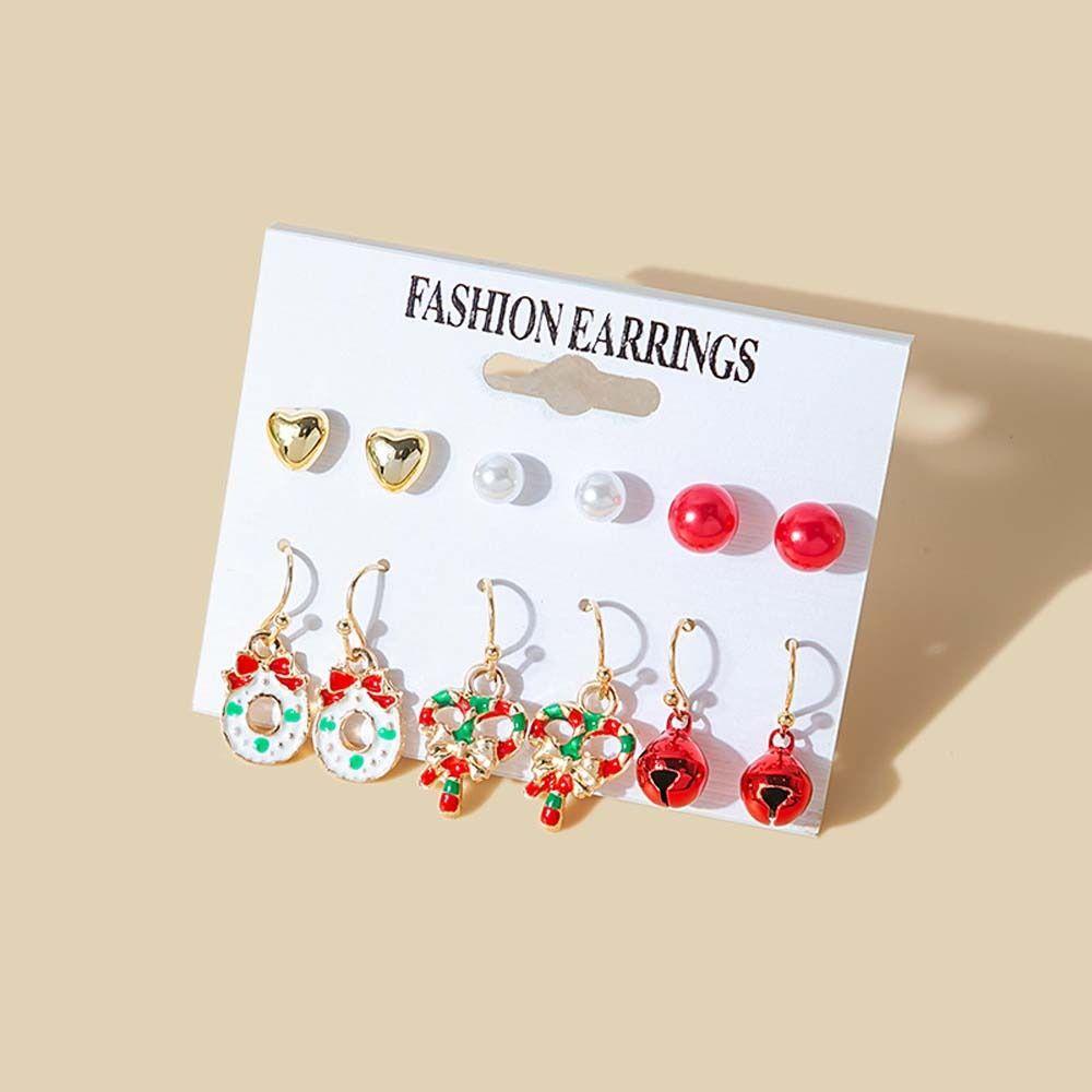 MXBEAUTY Anting Natal Gadis Hadiah Lonceng Santa Claus Drop Anting Mutiara Ear Studs