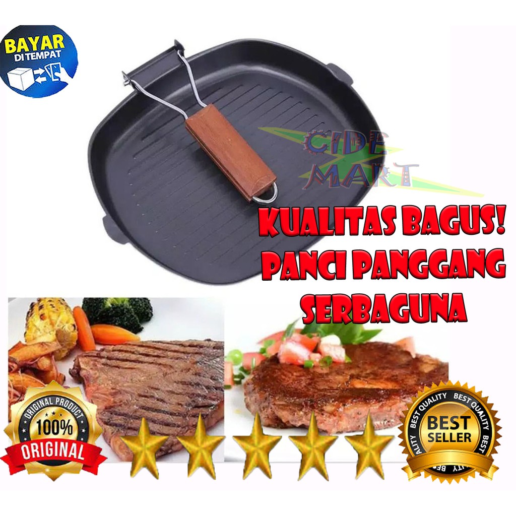 [ORIGINAL] PANCI PANGGANG UKURAN BESAR / GRILLPAN 20CM / GRILL PAN / PEMANGGANG BBQ SERBAGUNA