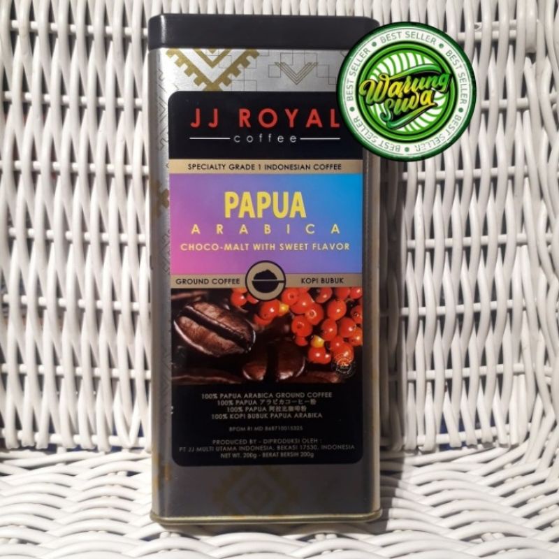 

jj royal papua arabica coffee ground 200 gram tin
