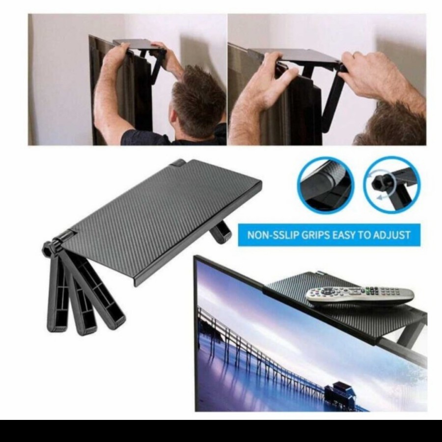 Tempat gantung tv modem remote wifi screen monitor komputer hp lcd rak gantung serbaguna mini kayu