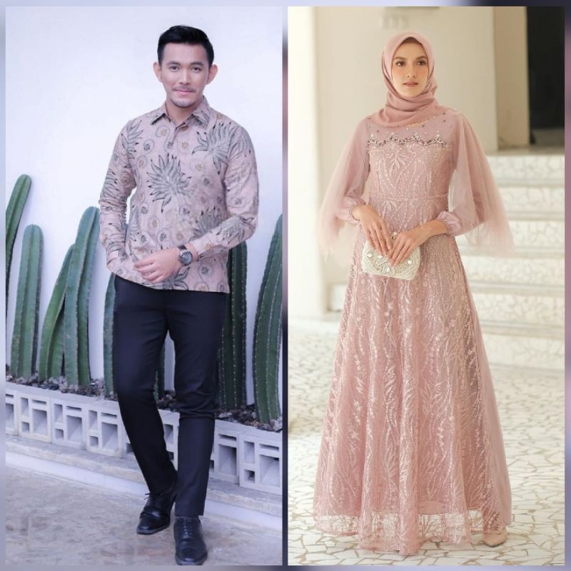 COUPLE GAMIS AUREL DRESS MODERN BAJU SYARI BUSANA MUSLIM NEW ARRIVAL - BISA COD COUPLE GAMIS MAXI DRESS BRUKAT LUNA - MAXI COUPLE GAMIS BROKAT GAMIS PESTA KONDANGAN - OUTFIT LEBARAN GAMIS MUSLIM KEKINIAN COUPLE KELUARGA