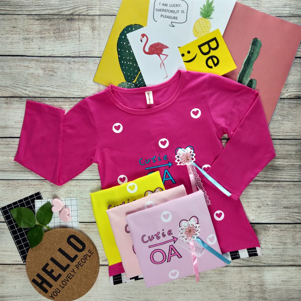 Wayne Kaos Lengan Panjang Tulisan Lucu Impor Anak Perempuan