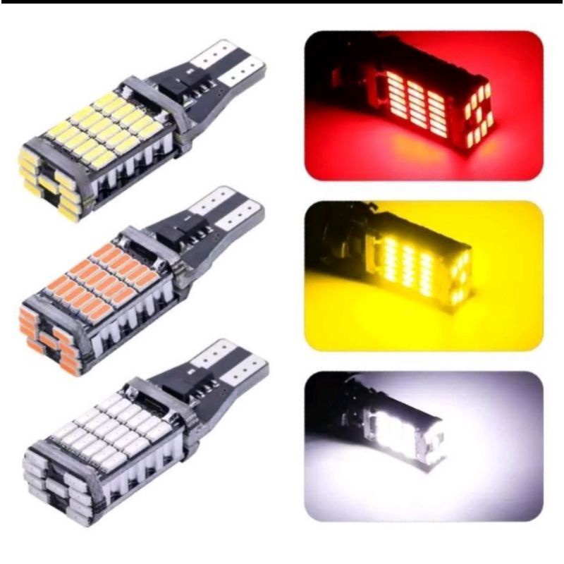Lampu Led T10 T15 45 tancap  Led Mundur Mobil Sen Kota Motor W16W Canbus