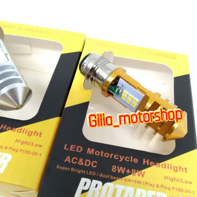 Lampu Depan HeadLight 2 Sisi Protaper Original 8 LED Hi/Low Nyala putih Bebek Matic