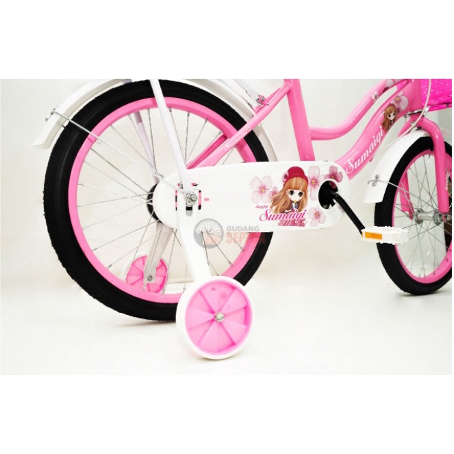 Sepeda mini Anak 18 inch Princess Sumaiqi cewek perempuan wanita Termurah warna pink ungu garansi-4