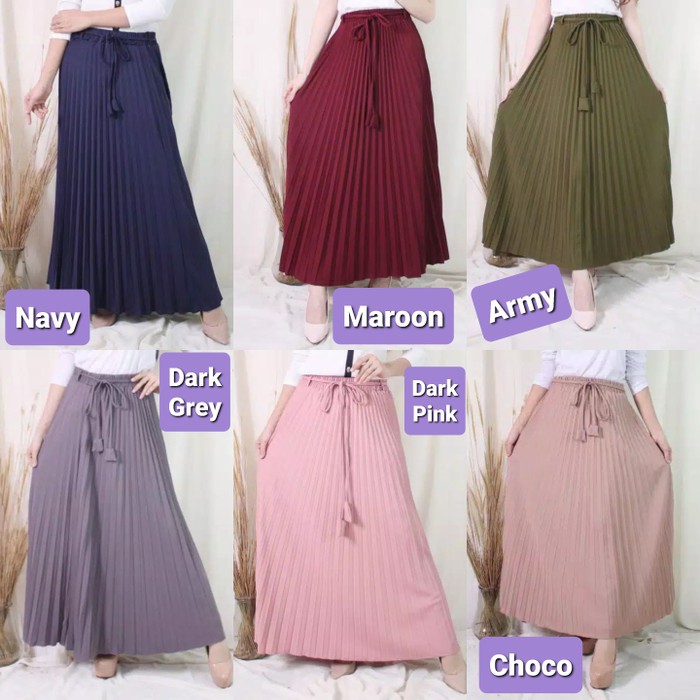 Rok Plisket Tali Lonceng Premium / Rok Plisket Wanita