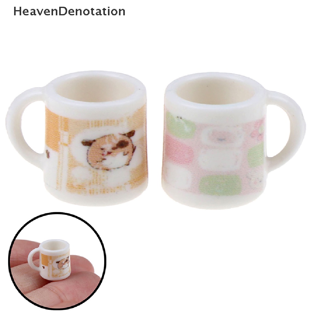 (Heavendenotation) 2pcs Miniatur Gelas Kopi / Teh Skala 1: 12 Untuk Dekorasi Rumah Boneka