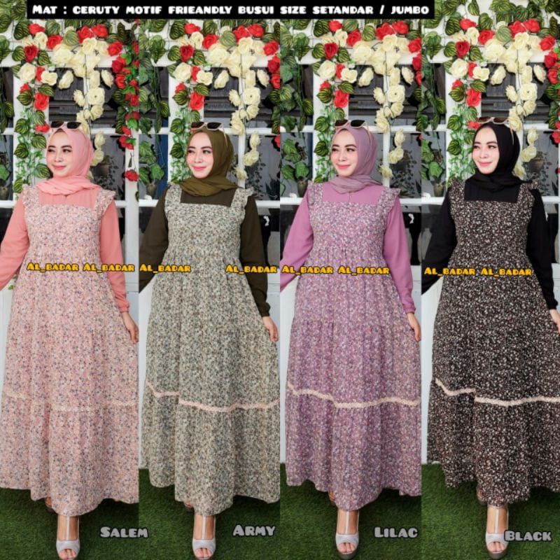 GAMIS CERUTY BABYDOLL MOTIF BUNGA MIX RENDA PERADA