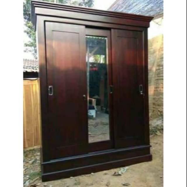 Lemari pakaian pintu 3 sleding lemari kayu jati lemari pintu sleding lemari kayu jati murah