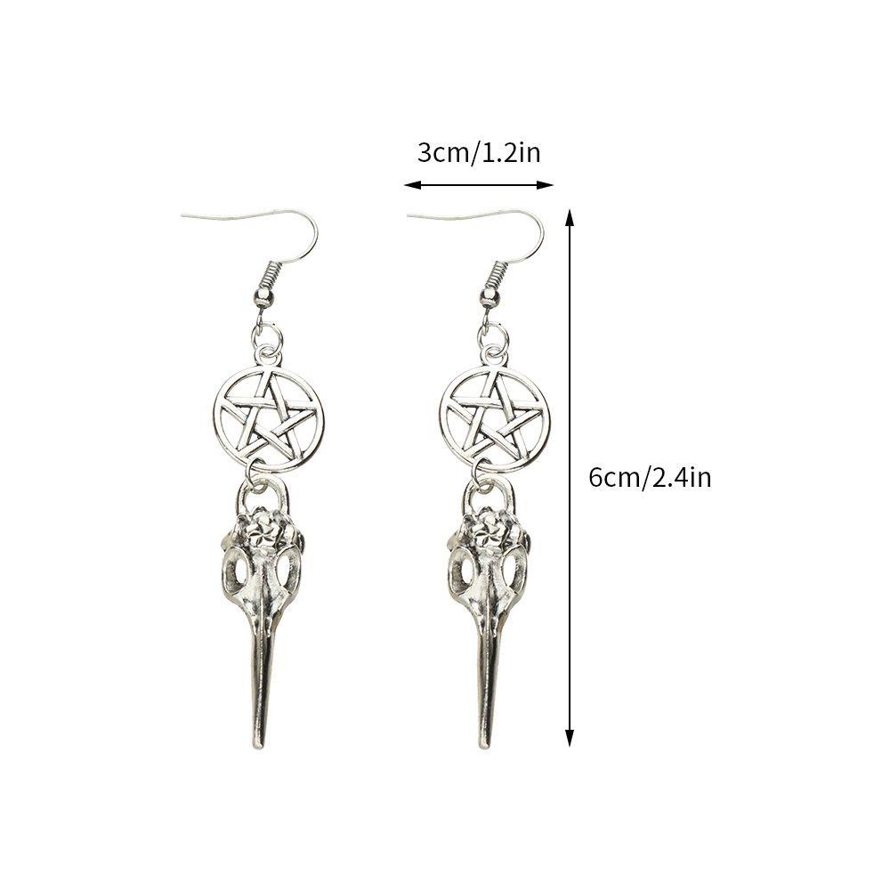 Lily Crow Anting Tengkorak Goth Aestheic Menjuntai Anting Punk Hadiah Seni Gelap