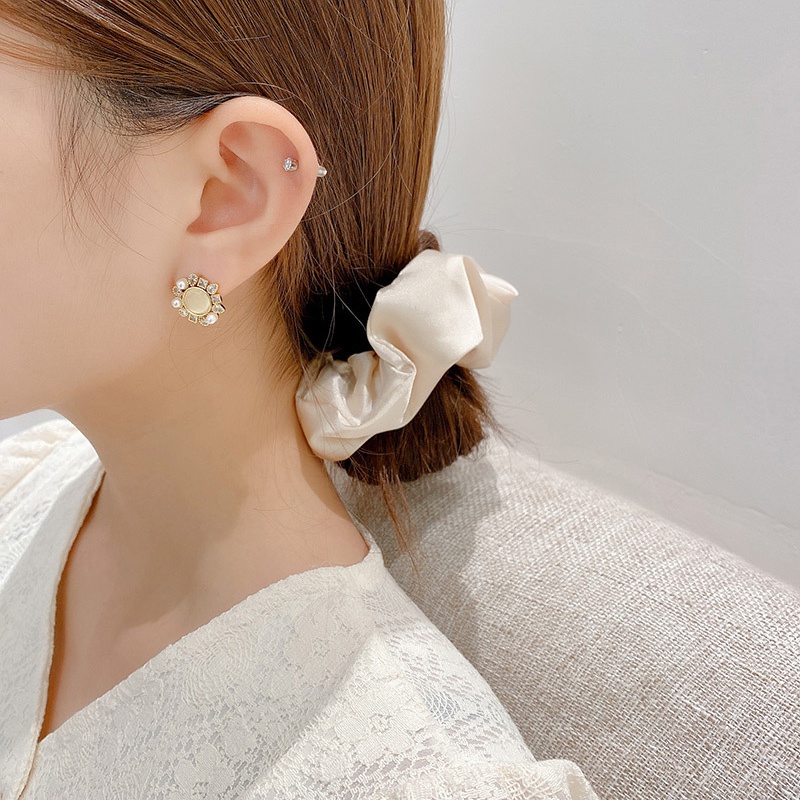 Anting Tusuk Sterling silver 925 Hias Opal + Mutiara + Berlian Gaya Mewah Untuk Wanita