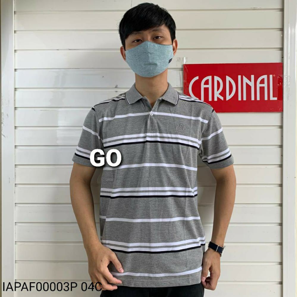 gos CDL By (CARDINAL) POLO T-SHIRT Pakaian Pria Atasan Kaos Polo Berkerah Garis Salur Lengan Pendek