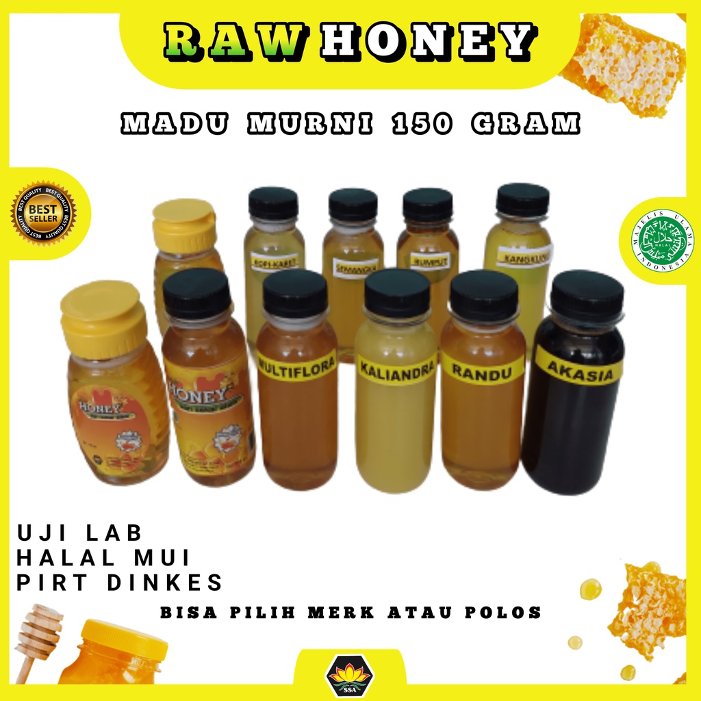 PROMO 150 gram Madu murni bunga multiflora/ kaliandra / akasia /  lebah melifera ( Raw Honey )