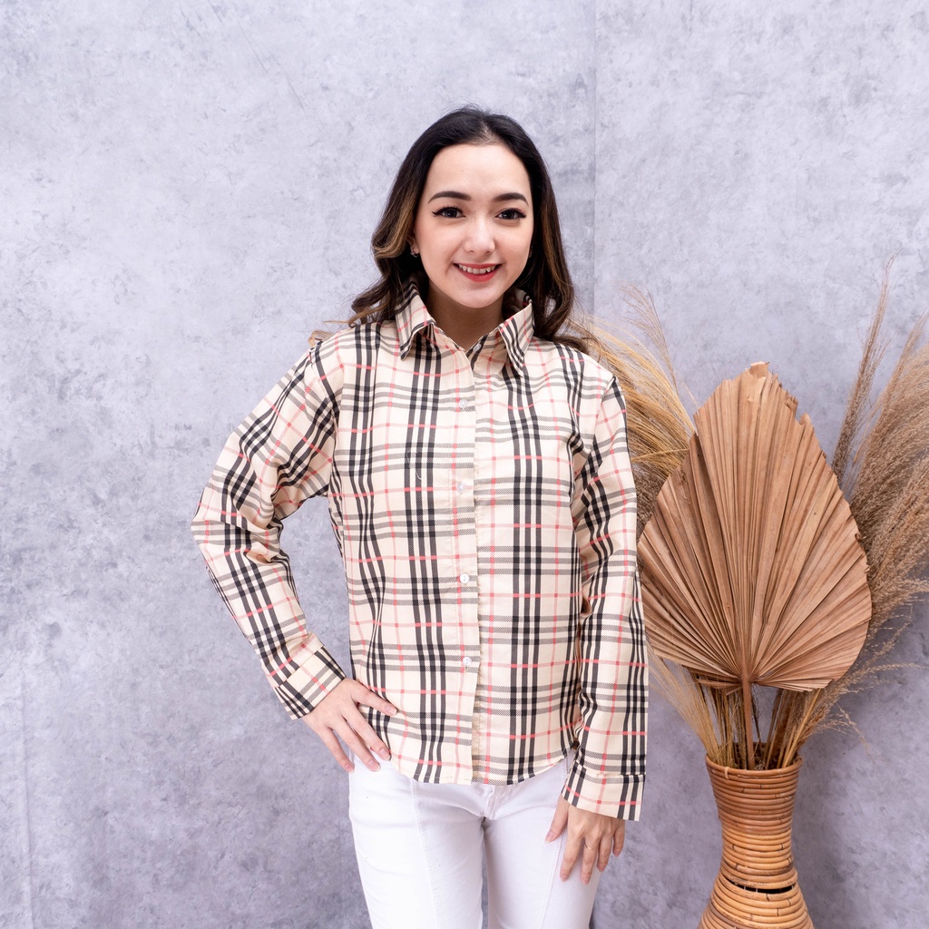 IL - Kemeja Burberry | Kemeja Flanel Fashion Wanita Motif Tartan