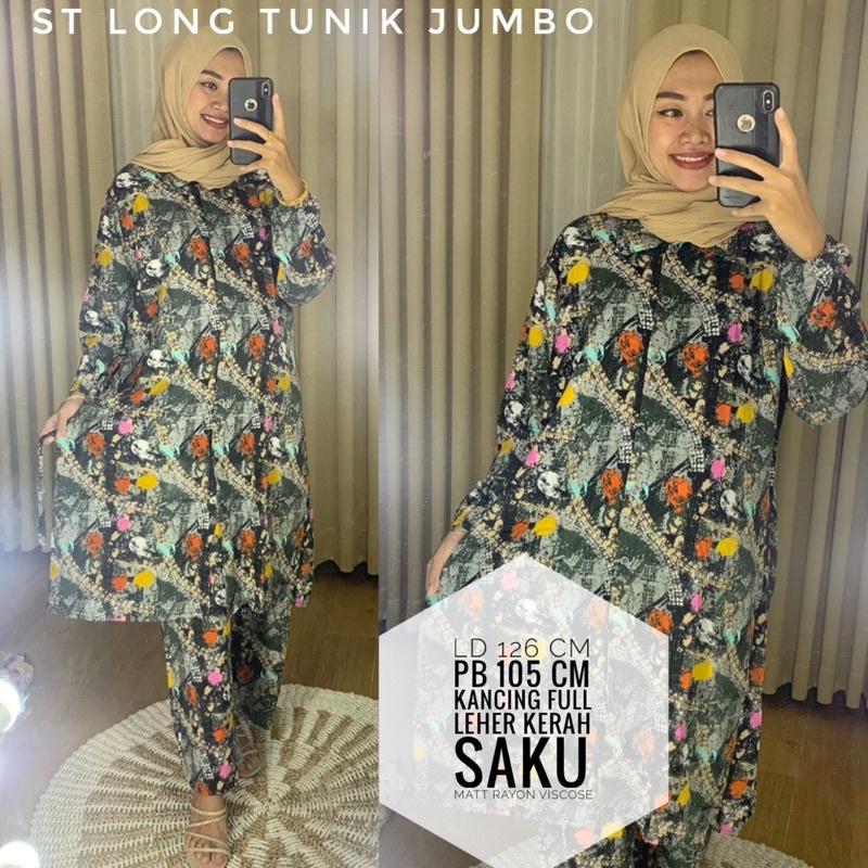 ONE SET TUNIK LONG JUMBO / SET BUSUI JUMBO/ SET VISCOSE