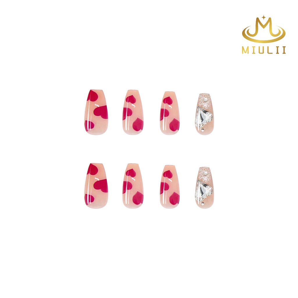 MIULII / KUKU PALSU PANJANG Pink Bunny  A0062 / 24PCS / 3D / NAIL ART / PREMIUM /CUTE / PINK  / FREE LEM JELLY / KUTEK