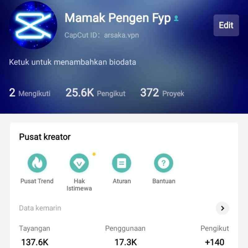 Akun Premium CapCut Upload Vidio Template