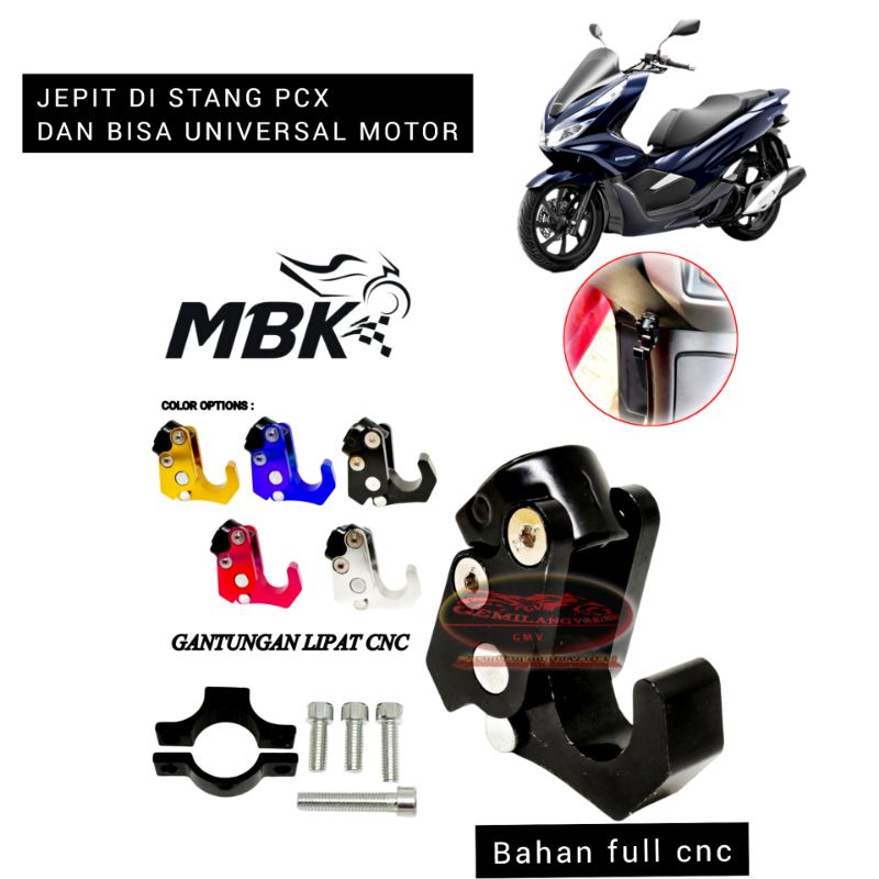 Gantungan Barang PCX 150 Cantolan Tas Motor Jepit Full CNC - Hook Bag PCX