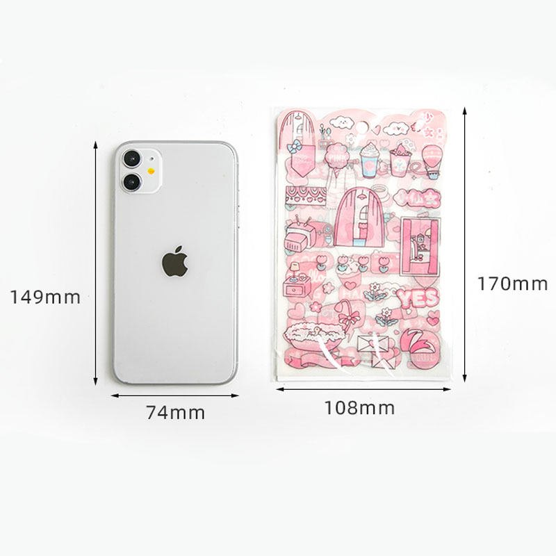 4 Lembar Stiker Frosted Bahan Pet Warna Pink Untuk Dekorasi Handbook