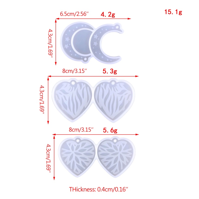 Cetakan Kombinasi Anting Bentuk Hati Bahan Silikon Resin Untuk Kerajinan Tangan