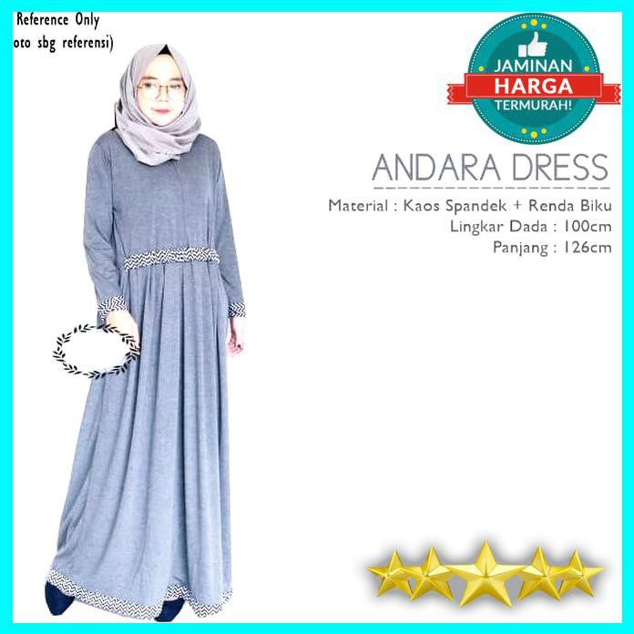 BAJU MUSLIM MAXI ANDARA DRESS GREY