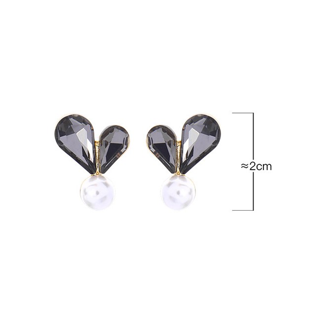 LRC Anting Tusuk Fashion Gold Heart-shaped Pearl S925 Sterling Silver Earrings D03296