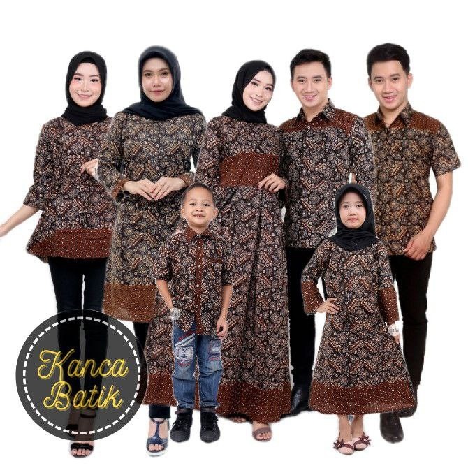 Promo Batik Couple Keluarga Sarimbit Sania Ruffle Batik Ori Ndoro Jowi Motif Mataram Ht