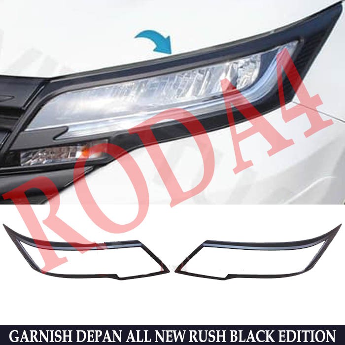 List Garnish Lampu Depan All New Rush Terios 2018 Hitam Black EDTN