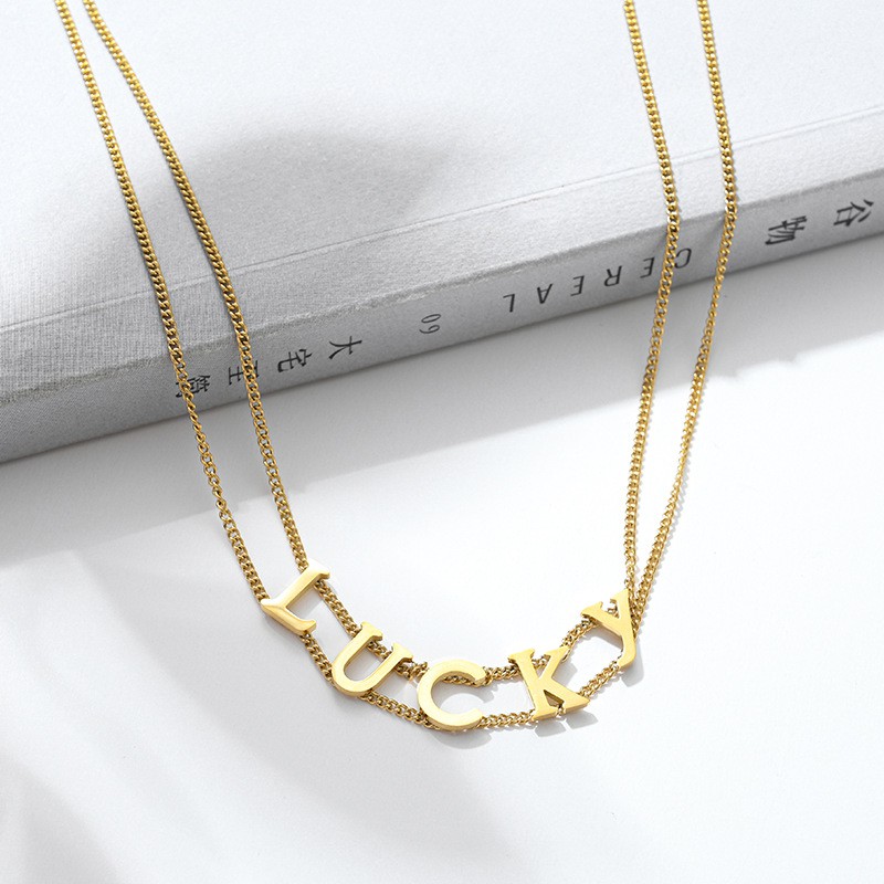 Kalung lucky Titanium Korea Style Wanita Anti Karat - ercassia