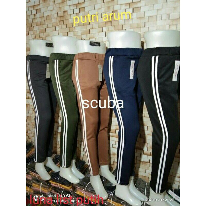 (BAYAR DI TEMPAT) CELANA LUNA SCUBA STRIP2/ Luna PENSIL/LEGGING SCUBA TERBARU TRENING CELANA MURAH