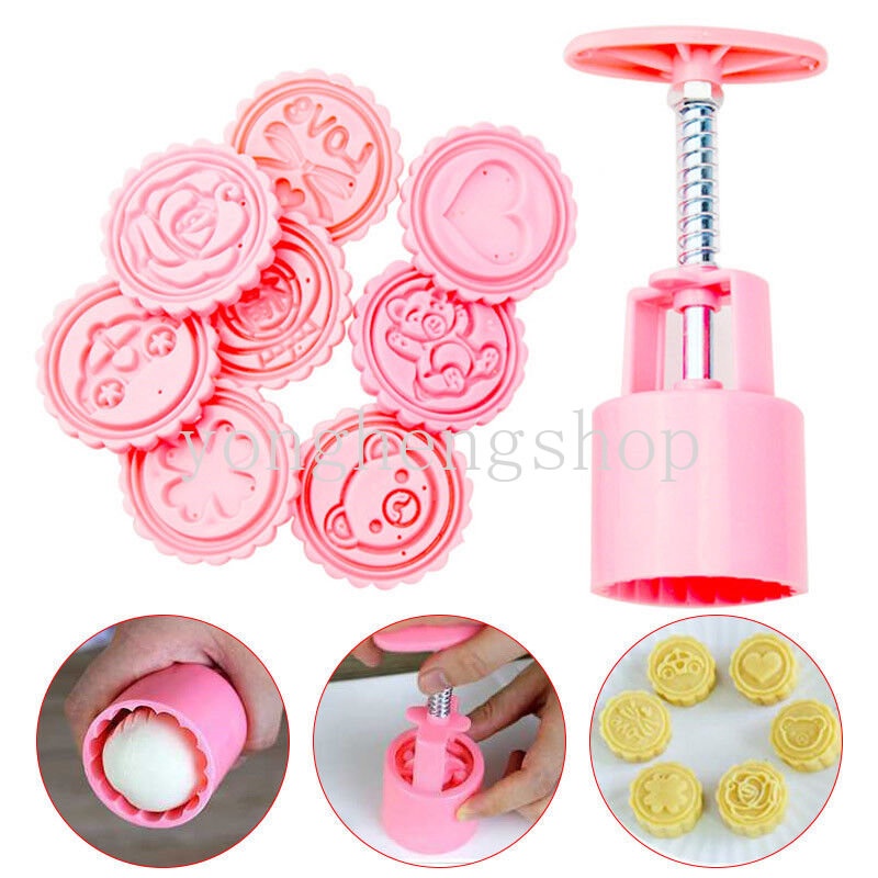 9pcs / set Cetakan Kue Bulan / Cookies / Pastry DIY 8 Model Stempel 50g