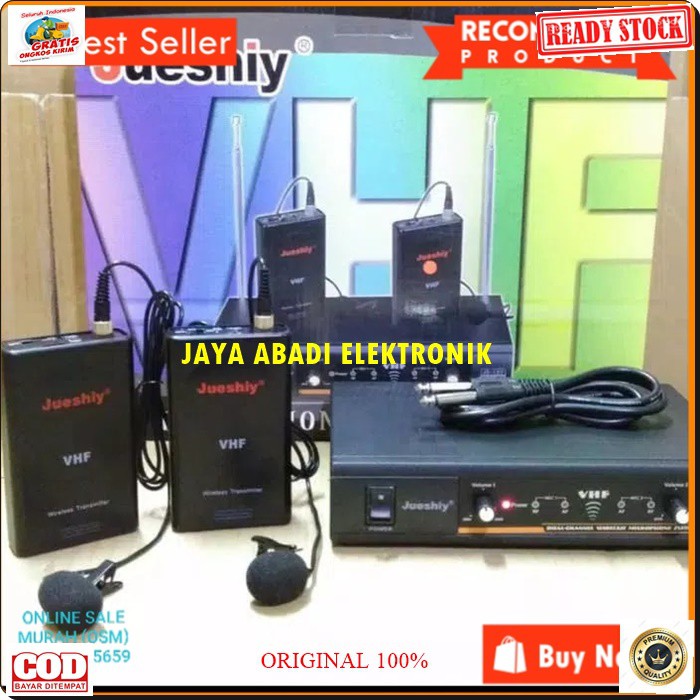 G130 MIC JUESHIY JEPIT WIRELESS SYSTEM DUAL SEPASANG MIKROPONE CONDESOR KLIP TIE BAJU KERAH PRO KARAOKE MIKROPHONE AUDIO SOUND VOKAL PROFESIONAL PRO PANGGUNG  SUARA PEKA COCOK DIGUNAKAN DI ACARA CERAMAH PIDATO MEETING DAN IMAM SHOLAT PAKAI BATERAI