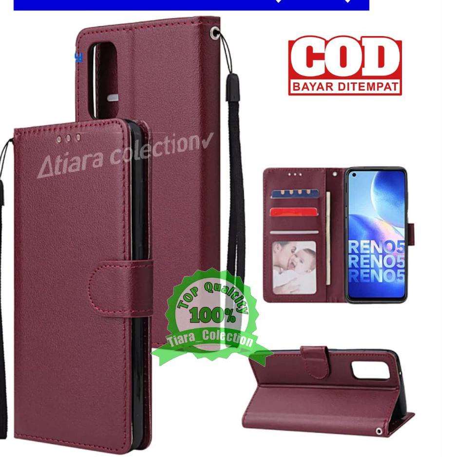 Baru - OPPO RENNO 4 RENO 4F RENO 5 RENO 5F RENO 5 PRO CASING DOMPET HP COVER HP LEATHER FLIP CASE