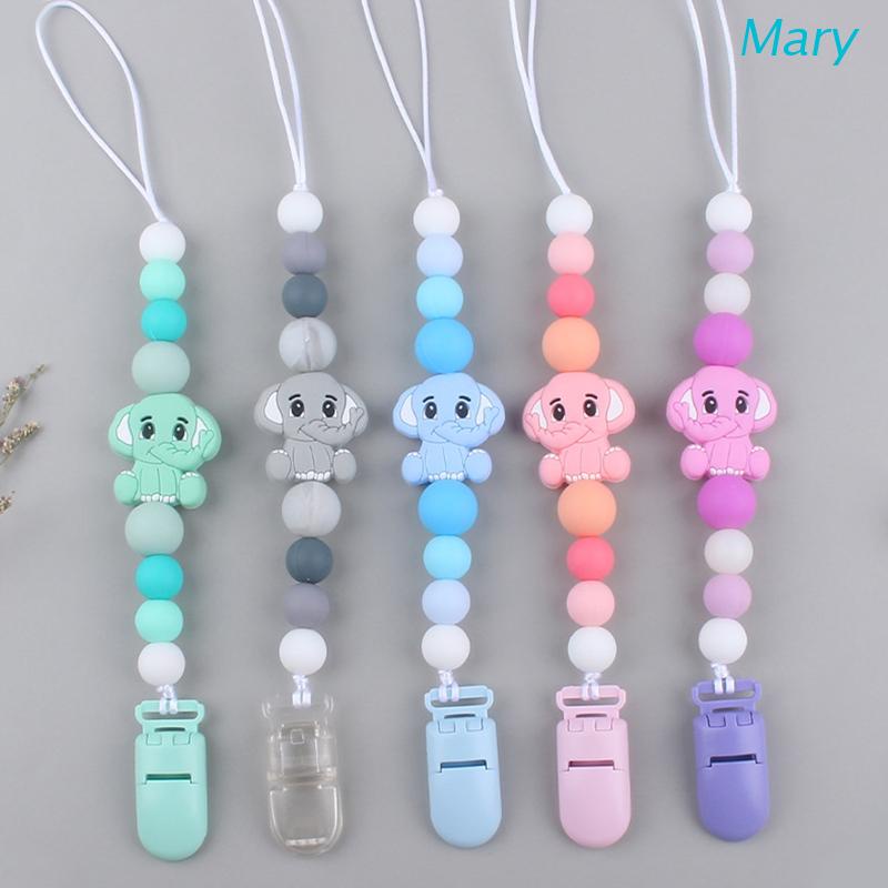 Mary Klip Rantai Empeng / Dot Motif Kartun Hewan Bahan Silikon Untuk Bayi Laki-Laki / Perempuan