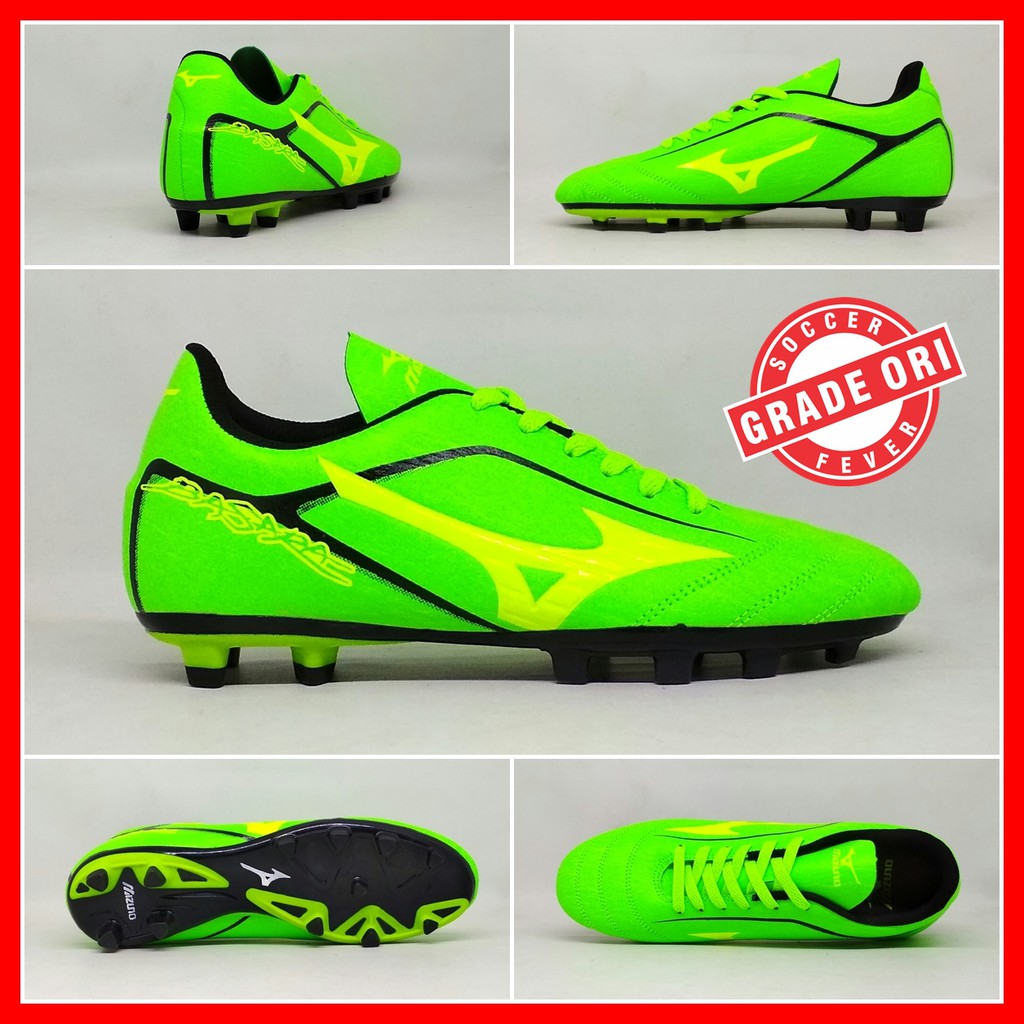 Sepatu Sepak Bola Dewasa Mizuno Basara Hijau List Hitam Kuning