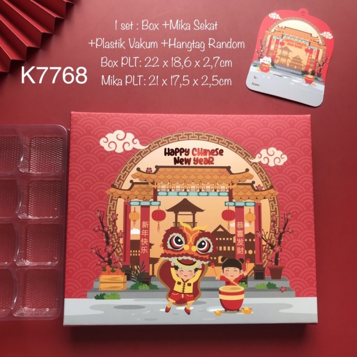 Kotak + Mika Sekat K7768 Kotak Kue Nastar/ Lapis Legit Hampers IMLEK CNY