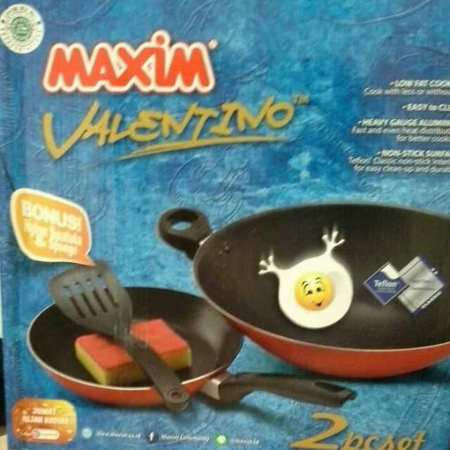 Penggorengan/Kuali/Wajan Teflon Maxim Valentino 2 Set Maxim Maspion