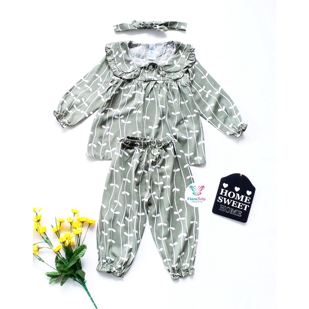 Plazababyku MX CHERYL RAYON setelan bayi motif bunga yang lucu free ikat headband