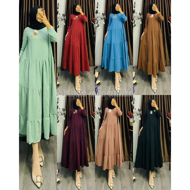 MIDIDRESS CRINKEL | GROSIR PAKAIAN WANITA MUSLIM TERMURAH MEDAN